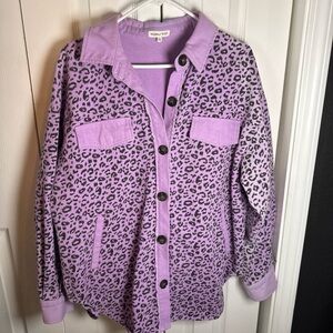 Main Strip Lavender Button-Up with Patterned Detail
